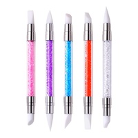 RISYAL Stylo de sculpture en silicone double-embout pour nail art, outil multifonctionnel pour le gaufrage creux, l'application de poudre miroir et les autocollants