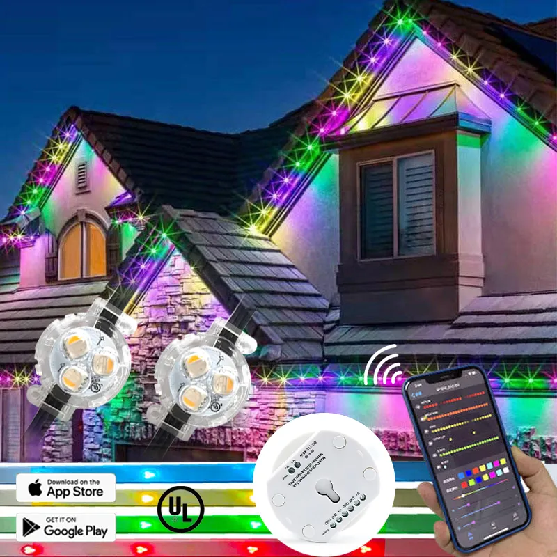 Gemstone Rgbw Lumière de Noël extérieure permanente Point de pixel Lumières LED Décorations de Noël Extérieur Imperméable Luces De Navidad