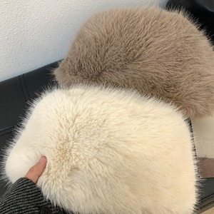 Women's <b>Rabbit</b> Fur Earflap Hat White Thickened Warm Winter Bucket Hat For Cold Weather Female - Product Image 4