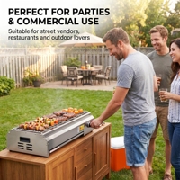 Barbecue au gaz en acier inoxydable pour usage commercial et domestique |   Barbecue à gaz de table pour restaurant, stand alimentaire, barbecue extérieur dans la cour