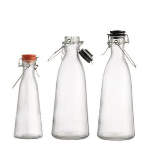 <strong>1</strong> <strong>Litre</strong> 1000ml 500ml Swing Top Clip Cap Glass Water Juice Bottles for Milk for Beverages for Beer Carton Packing Included - Product Image 1
