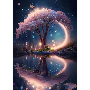 Kit d'art mural arbre de vie abstrait moderne peinture décorative diamantée avec perles de pierres précieuses en cristal pour usage domestique emballées dans une boîte - Product Image 1