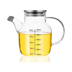 20盎司大玻璃烹饪油瓶，带测量油和醋分配器，用于厨房烹饪大橄榄油分配器