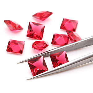 Pietre preziose sintetiche all'ingrosso 3x3mm - 8x8mm varie dimensioni blu rosso verde smeraldo taglio quadrato pietre di vetro colorate - Product Image 5