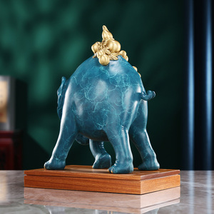 Auspicious <b>Elephant</b> Figurine Antique Blue Copper Handmade Home Office <b>Decoration</b> Gift - Product Image 3