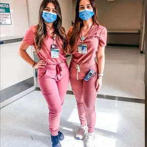 Medische Uniform Vrouwen V-hals Tuniek 2 Zakken Cvc Ziekenhuis Verpleegkundige Scrub Top Vrouwen Uniformen Medische Scrub