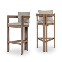 Tabouret de bar moderne en teck massif de style nordique, résistant à l'eau, pour intérieur et extérieur, idéal pour îlot de cuisine, restaurant, terrasse, meubles de jardin