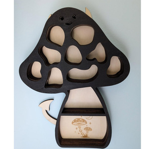 Étagères flottantes en bois en forme de champignon, étagère murale pour l'affichage des cristaux, décoration murale mignonne en forme de champignon, organisateur de rangement pour pierres précieuses - Product Image 6