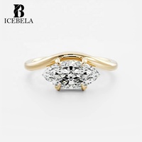 Anneaux en argent sterling 925 de luxe pour fiançailles, bijoux fins plaqués or, solitaire incurvé, zircon taille marquise pour femmes