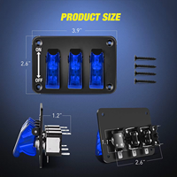 Interruptor de palanca de 3 posiciones, panel de interruptores basculantes de 12 V con luz LED y cubierta, placa de interruptor de encendido/apagado de alta resistencia, interruptor basculante SPST de 3 pines