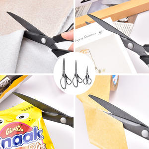 Ciseaux ménagers revêtus de téflon, ensemble de 3 pièces, en acier inoxydable, tranchants, pour couper le tissu et le papier, usage domestique et de bureau, gris noirâtre, roseâtre - Product Image 1