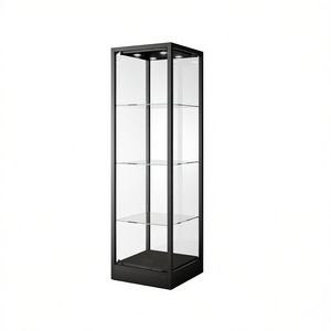 Vitrina para Museo Iron Museum 60x60x200cm Negra con 3 Estantes de Vidrio e Iluminación LED para Exhibiciones de Sobremesa - Product Image 1