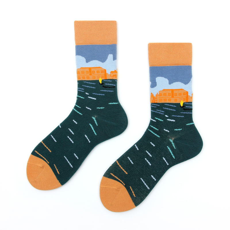 Funny Happy Cartoon Men Cotton Customized Tube Ankle Socks