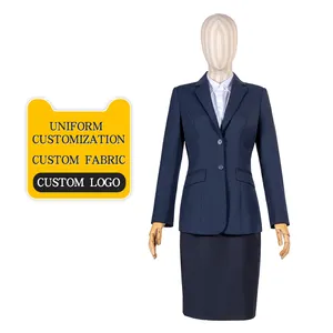 Uniforme de hotel personalizado avançado, uniforme de gerente para mulheres, design grátis, marinho de alta qualidade