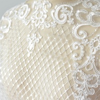 Bordure en dentelle brodée de sequins, accessoire haut de gamme pour robes de mariée, voiles et projets DIY, dentelle à bordure large