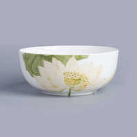 Bol à nouilles de 7 pouces, style chinois, motif de plantes et de fleurs sous glaçure, en céramique de porcelaine fine pour la maison
