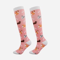 Nouvelles Chaussettes de Compression Décontractées en Nylon Antidérapantes et Anti-Frottement à Motifs Animaux et Végétaux, Élastiques pour le Sport et le Quotidien