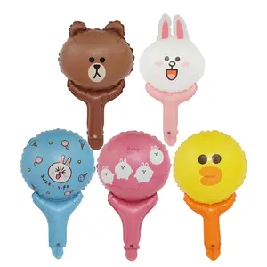 Ins Hot Sale Lovely Series Of Handheld Stick Brown Bear Kony Rabbit Duck Balloons
