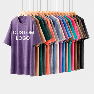 Wholesale Plain Cotton Mens Acid Wash Style T-shirt Loose Distressed Wash Tshirt Heavy Blank Custom Logo Vintage T Shirt - Product Image 1