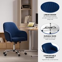 Chaise de bureau à dossier moyen Offre Spéciale au design moderne Chaise de travail pour ordinateur en tissu velours bleu avec roues