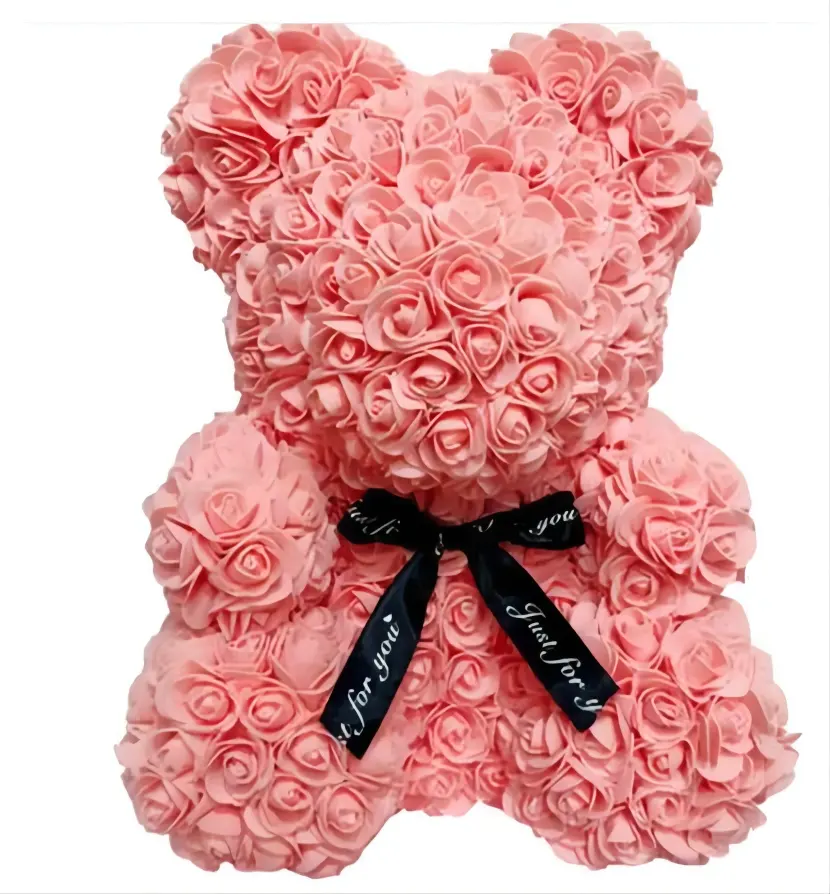 Customize romantic holiday gifts flower rose teddy bear 40cm rose bear with box osos con flores for Valentine's day