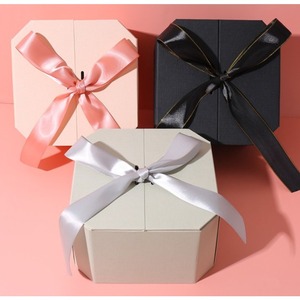 Custom <b>Wedding</b> Octagonal Flip Top Ribbon Lipstick Paper Gift <b>Box</b> - Product Image 1