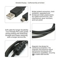 Câble d'extension USB 2.0, câble d'extension mini USB, câble de données mini 5 broches de type T avec noyau en ferrite pour transfert de données
