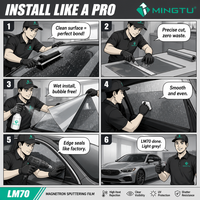 Película de Vinilo para Ventanas de Auto, 70% VLT LM70, 3mil, Rechazo de Calor, Bloqueo UV, Gris Claro Transparente, Película para Parabrisas de Fábrica