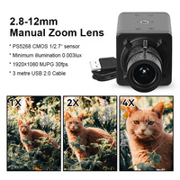 Cámara USB con Lente CS de 2.8-12 mm, CMOS de 2MP, 5600, HD 1080P, Baja Iluminación, UVC, Zoom 4X, Construcción Metálica para Inspección Industrial y Seguridad