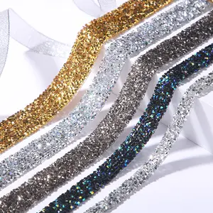 Düzeltme renkli Ab Rhinestone Trim kristal kumaş şerit Strass bantlama reçine yapay elmas ağ aplike elbise için el sanatları