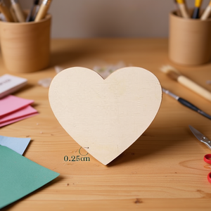Base in Legno a Forma di Cuore ILAN 14cm Spessore 0,25cm per Decorazioni Fai-da-Te - Product Image 3