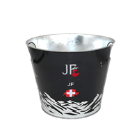 Seau à glace en métal galvanisé blanc avec logo personnalisé et deux poignées, pour refroidir la bière et le vin, idéal pour la promotion des bars et clubs