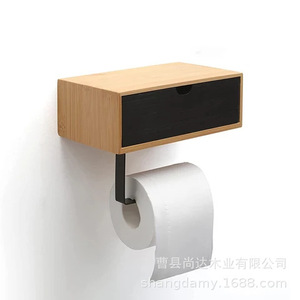 Home wooden toilet <b>paper</b> holder, aromatherapy toilet shelf, wall-mounted bathroom <b>tissue</b> storage rack - Product Image 3