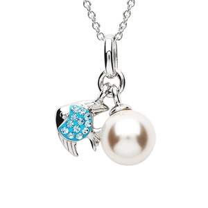 7-10 Days Shipping Time <strong>Marine</strong> Animal Clay Jewelry Sea Mermaid <strong>Necklace</strong> With <strong>Aqua</strong> Crystals Beach Pendant for Girls - Product Image 4