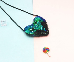 Mini a Forma di Cuore Della Borsa Della Moneta Tasca Cambiamento Del Raccoglitore per I Bambini Piccoli Delle Ragazze Croce Corpo Borsa Paillettes Borsa - Product Image 5