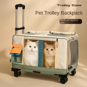 Evcil Hayvan Arabası Çantası Kedi Köpek Çoklu Kedi Taşıma Sırt Çantası Büyük Kapasiteli 4 Tekerlekli Fileli Pencereli Bagaj - Product Image 1