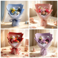 Bouquet de fleurs de savon doux en forme de cœur, boules de bulles en amidon de maïs, coffret cadeau avec ruban perlé pour la Saint-Valentin, la fête des Mères, la remise des diplômes
