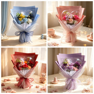 Bouquet <span class=keywords><strong>de</strong></span> fleurs <span class=keywords><strong>de</strong></span> <span class=keywords><strong>savon</strong></span> doux en forme <span class=keywords><strong>de</strong></span> cœur, boules <span class=keywords><strong>de</strong></span> <span class=keywords><strong>bulles</strong></span> en amidon <span class=keywords><strong>de</strong></span> maïs, coffret cadeau avec ruban perlé pour la Saint-Valentin, la fête des Mères, la remise des diplômes - Product Image 5