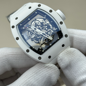 Orologi di lusso da uomo 055 Style Bubba Watson con lunetta in titanio grigio <span class=keywords><strong>TiC</strong></span> e cinturino in gomma bianca, orologio da polso meccanico manuale - Product Image 1