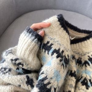 Cardigan Vintage da Donna in Maglia Fair Isle - Maglione Lungo con Bottoni e Stampa Nordica <span class=keywords><strong>per</strong></span> Autunno Inverno - Product Image 4