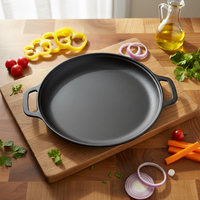 Poêle à pizza et crêpes classique en fonte émaillée 28/30/33/35/42cm, pour Dosa et Roti, avec double poignée, écologique, certifiée CE