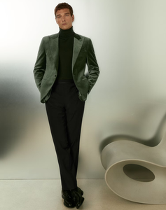 Мужская элегантная однотонная бархатная куртка - Product Image 1