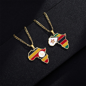 Collar de acero inoxidable con <span class=keywords><strong>mapa</strong></span> de África, colgante de <span class=keywords><strong>mapa</strong></span> para <span class=keywords><strong>Europa</strong></span> y América - Product Image 3