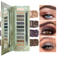 Palette de fards à paupières smoky 12 couleurs en gros – Tons chauds terre et noir, mats, irisés, pailletés, haute pigmentation, maquillage pour les yeux d'Halloween