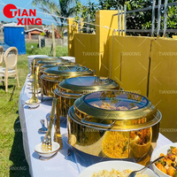 Plat de Chafing Rond Doré de 6 Litres, Équipement de Traiteur Commercial Chaudement Vendu pour Buffet et Restauration