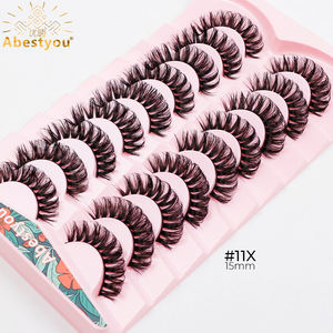 Abestyou, 9 pares, Etiqueta Privada, 14-18mm, tira rusa de seda 3D, pestañas Foxy, rizo D, extensión de pestañas de visón cónicas de Manga, venta al por mayor - Product Image 3