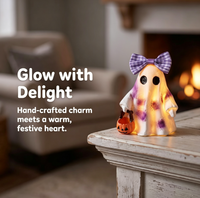 Nouveauté Halloween, ornement fantôme mignon et créatif en acier inoxydable, alimenté par piles, artisanat, décoration intérieure pour la maison
