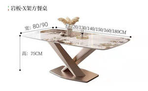Set Moderno e Lussuoso di Tavolo e Sedie da Pranzo per 4, 6, 8 Persone, <span class=keywords><strong>Arredamento</strong></span> in Metallo per Soggiorno, Design <span class=keywords><strong>Classico</strong></span> - Product Image 5