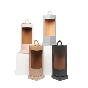 Fashion Rectangle Paper Wine Gift Box Lighthouse Shape Flower Packaging Box With Handle