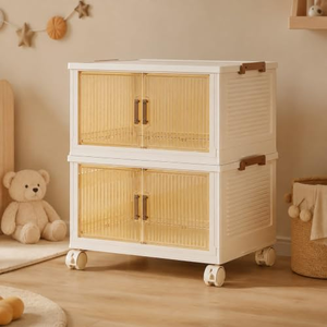 Household Snack Storage Cabinets Free of Installation Clothes Folding Closet Multi-layer <b>Plastic</b> Storage Cabinets - Product Image 5